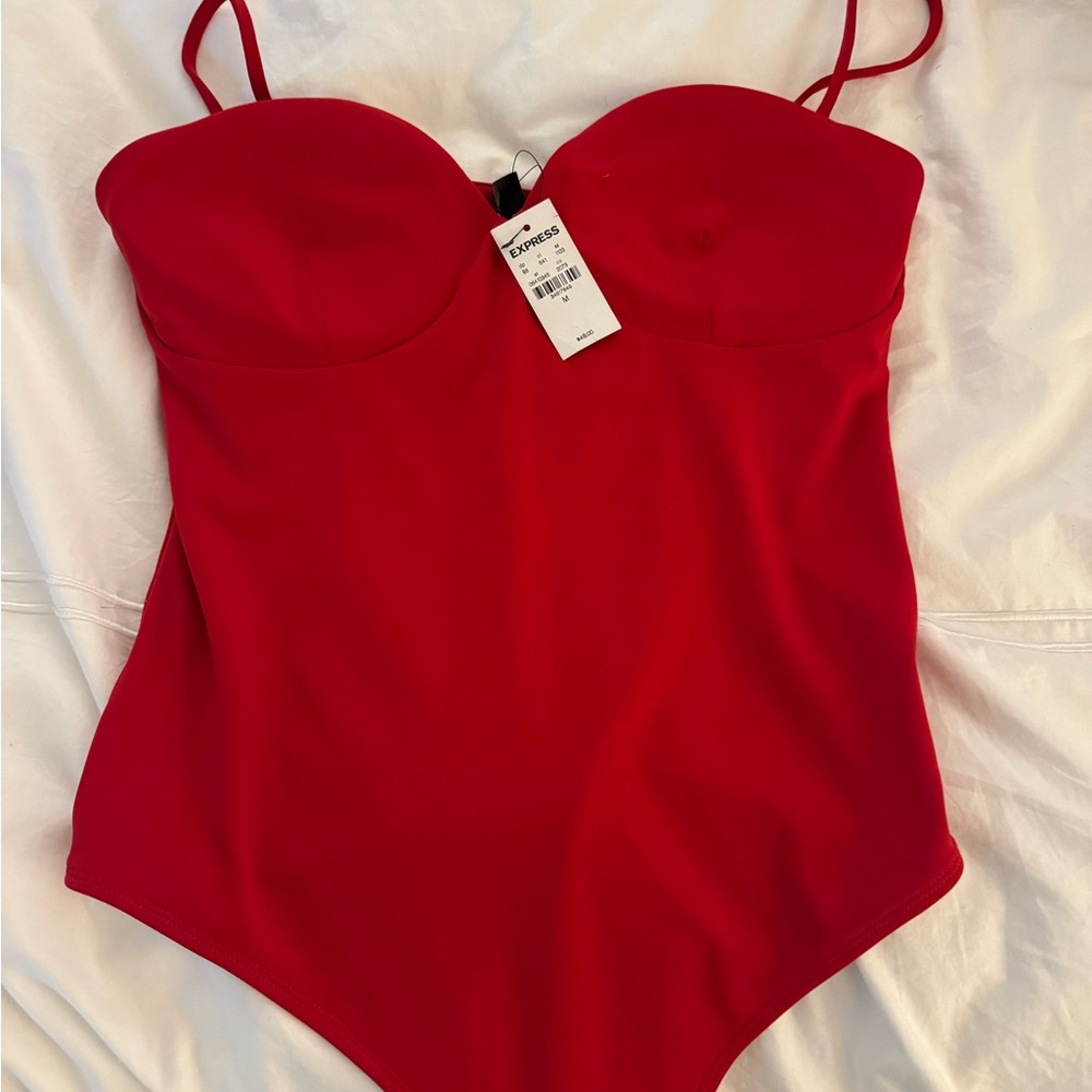 Express Red Sweetheart thong bodysuit